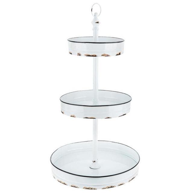 Distressed White 3-Tier Metal Stand