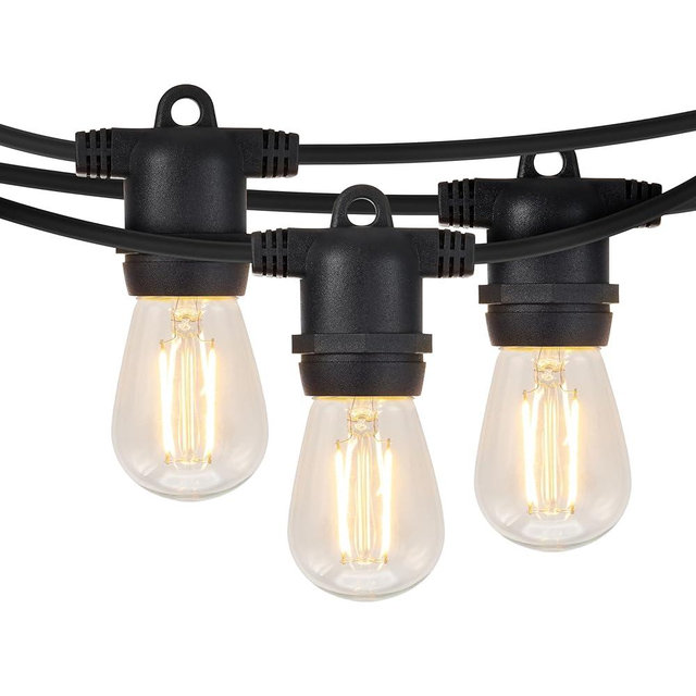 Brightech Ambience Pro 105Ft LED String Lights - 1W Commercial Grade Patio Lighting Outdoor Waterproof - Heavy Duty Dimmable Vintage Edison Porch Lights for Outside, Backyard - 34 Bulbs, Soft White