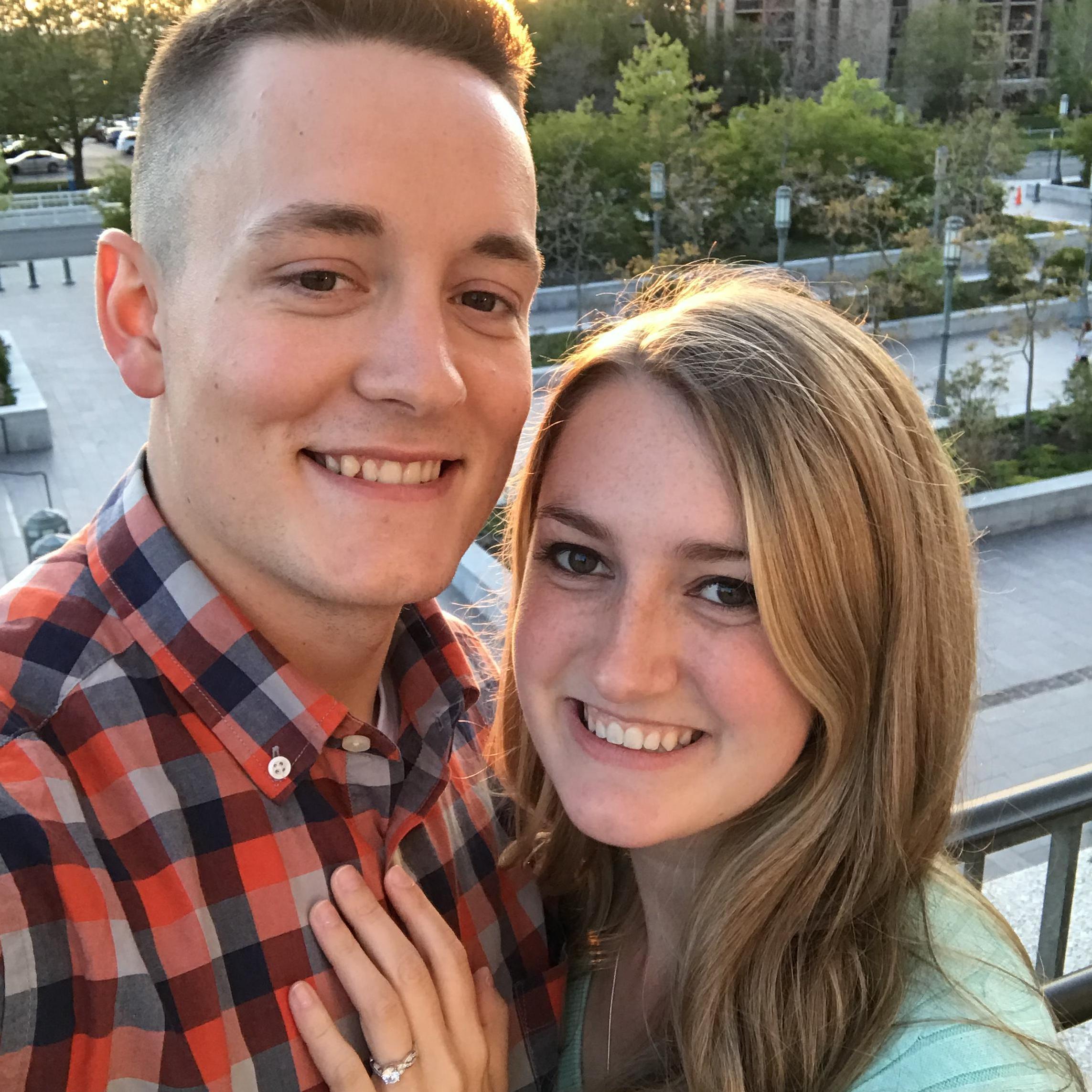 Just after he proposed at the same place as our first date, temple square!