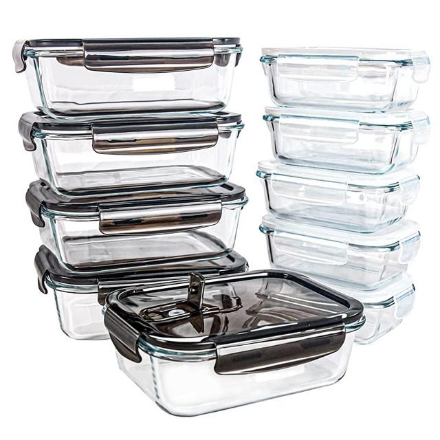 ZRRHOO 10 Pack Glass Food Storage Containers Set, Meal Prep Containers with  Lids (Built in Vent), Airtight Bento Boxes for Lunch, BPA Free & Leak