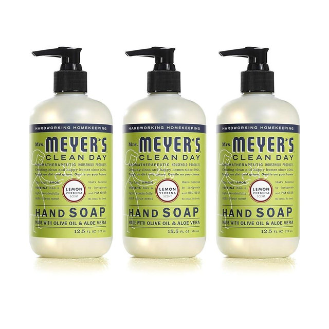 Mrs. MEYER'S Liquid Hand Soap, Cruelty Free Lemon Verbena Scent, 12.5 oz (Pack of 3)