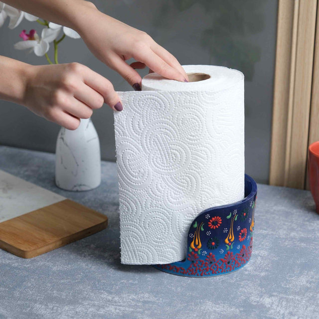 Ceramic Paper Towel Holder, Handmade Napkin Holder, Paper Roll Holder, Ceramic Towel Bar, Navy Color Paper Towel Holder, Kitchen Organizing