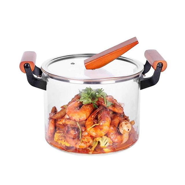 Glass pots for cooking Glass Saucepan with Cover 5L/170FL OZ Heat Resistant Glass Cookware for Electric Cooktop Ceramic, Refrigerator and Microwave Safe, Safe for Pasta Noodle, Soup, Milk, Baby Food
