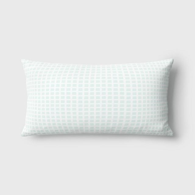 10"x17" Micro Grid Rectangular Outdoor Lumbar Pillow Mint Green - Room Essentials™: UV & Water-Resistant, Recycled Materials