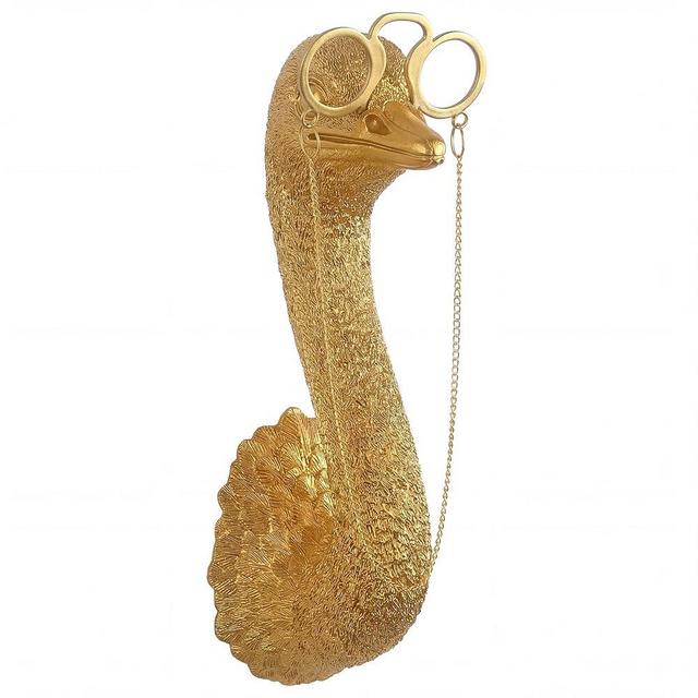 Juedawyal Gold Ostrich Animal Head Wall Decor Sculpture, Resin Animal Heads for Wall, Vintage Wall Sculpture for Men Women Living Room Hallway Staircase Home Office