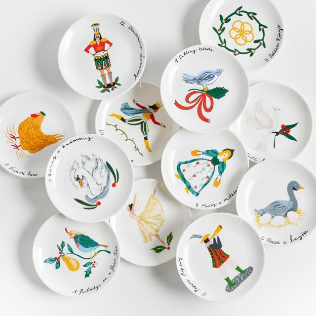 12 Days of Christmas Appetizer Plates with Stand