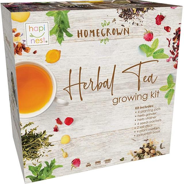Herbal Tea Indoor Garden Seed Starter Growing Kit Gardening Gifts for Mom and Women - Plant Peppermint, Lemon Balm, Chamomile, Clover