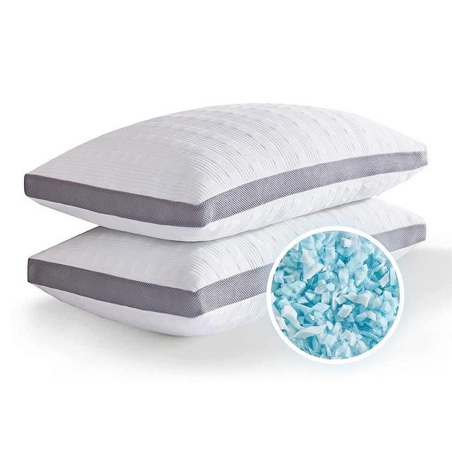 Meoflaw Cooling Pillows Queen Size Set of 2,Shredded Memory Foam Bed Pillows for Sleeping,Queen Pillows for Back & Side Sleepers,Adjustable 2 Pillows Queen Size with Washable Cover