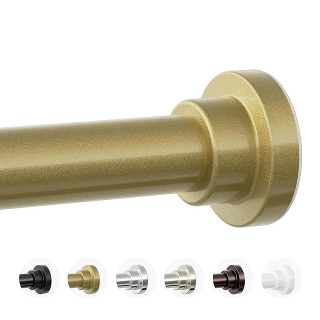 Mcrbeay Shower Curtain Rod, 1" Diameter Heavy Duty Tension Shower Rod, Non Slip Adjustable 28-74 inch No Drilling Shower Curtain Rods Spring Tension For Bathroom, Shower Stall, No Rust, Chrome Gold