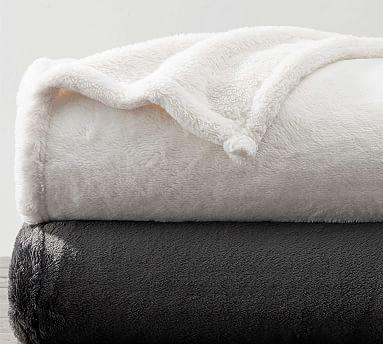 Faux Fur Cozy Throw in Charcoal