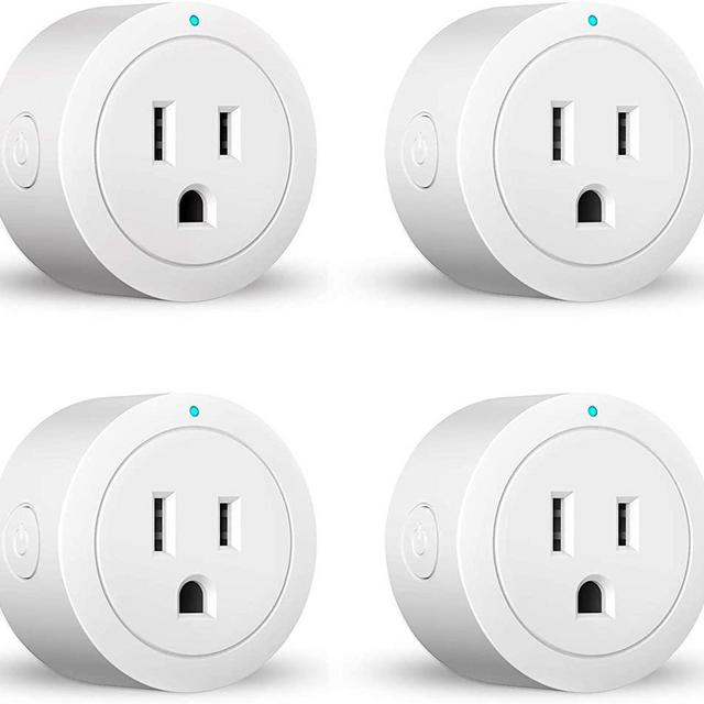 Smart Plug Amysen - A Certified & Alexa, Echo & Google Home – Only WiFi 2.4G  (4- Pack) (C LED Green) 