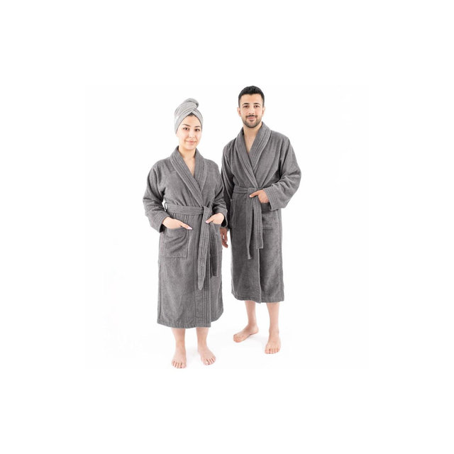American Soft Linen, 100% Cotton Robes for Women and Men, 1 Piece Soft Lightweight Adult Couple Bathrobes, X large - Gray