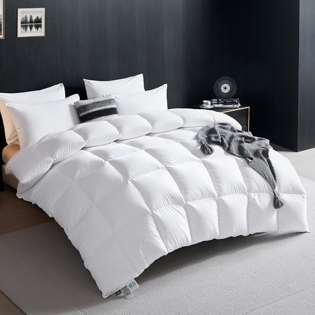 L LOVSOUL Premium Goose Down Comforter King Size, 100% Organic Cotton Fabric, All Season Hotel Luxury Bedding Comforters, 1200TC, 850+FP, White Duvet Insert with 8 Corner Tabs