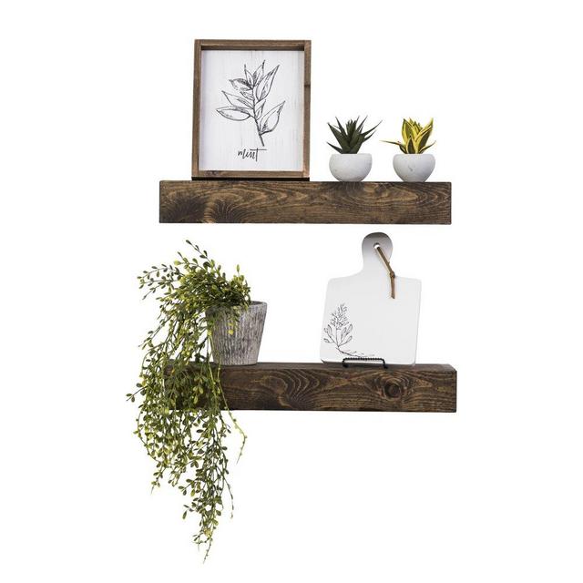Del Hutson Designs Dark Walnut 24inch Artisan Haute Floating Mantle Shelves, Set of 2