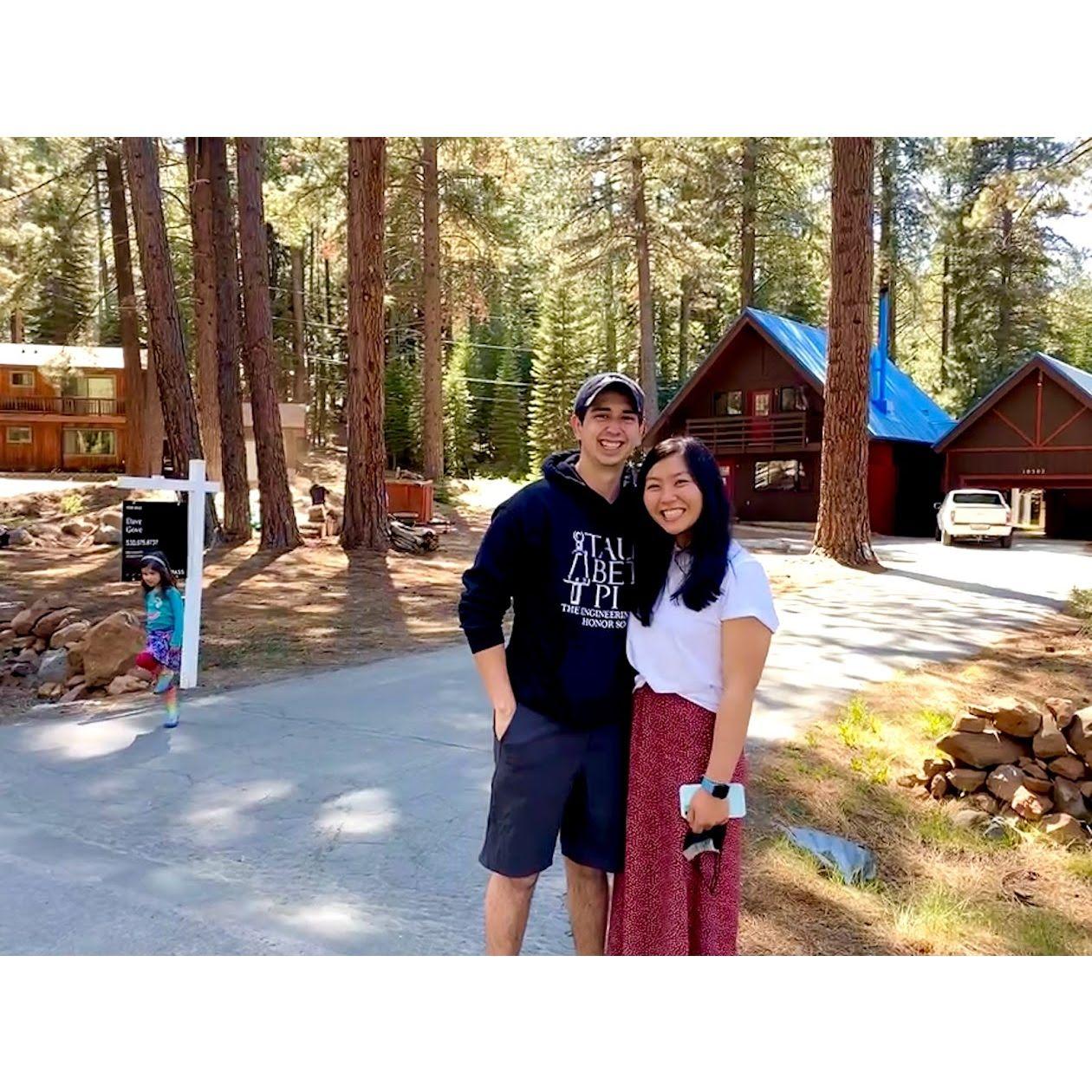 our first picture with the truckee cabin