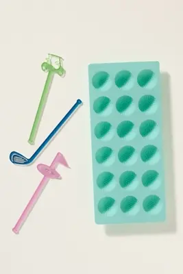 Silicone Sports Ice Mold & Drink Stirrer Set