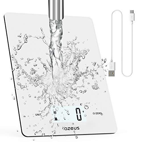 AZEUS Food Scale with USB Rechargeable, Digital Kitchen Scale with 6 Units, Weight Grams and Oz, High Precision to 0.04 oz and 11lbs Capacity, Weight Range from 3g-500g,Tare function