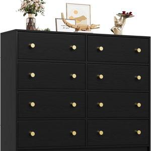Nicehill 8 Drawer Dresser for Bedroom, Black Fabric Dresser,Storage Tower & Chest of Drawers Organizer, Storage Cabinet for Hallway, Closets, Living Room,Black