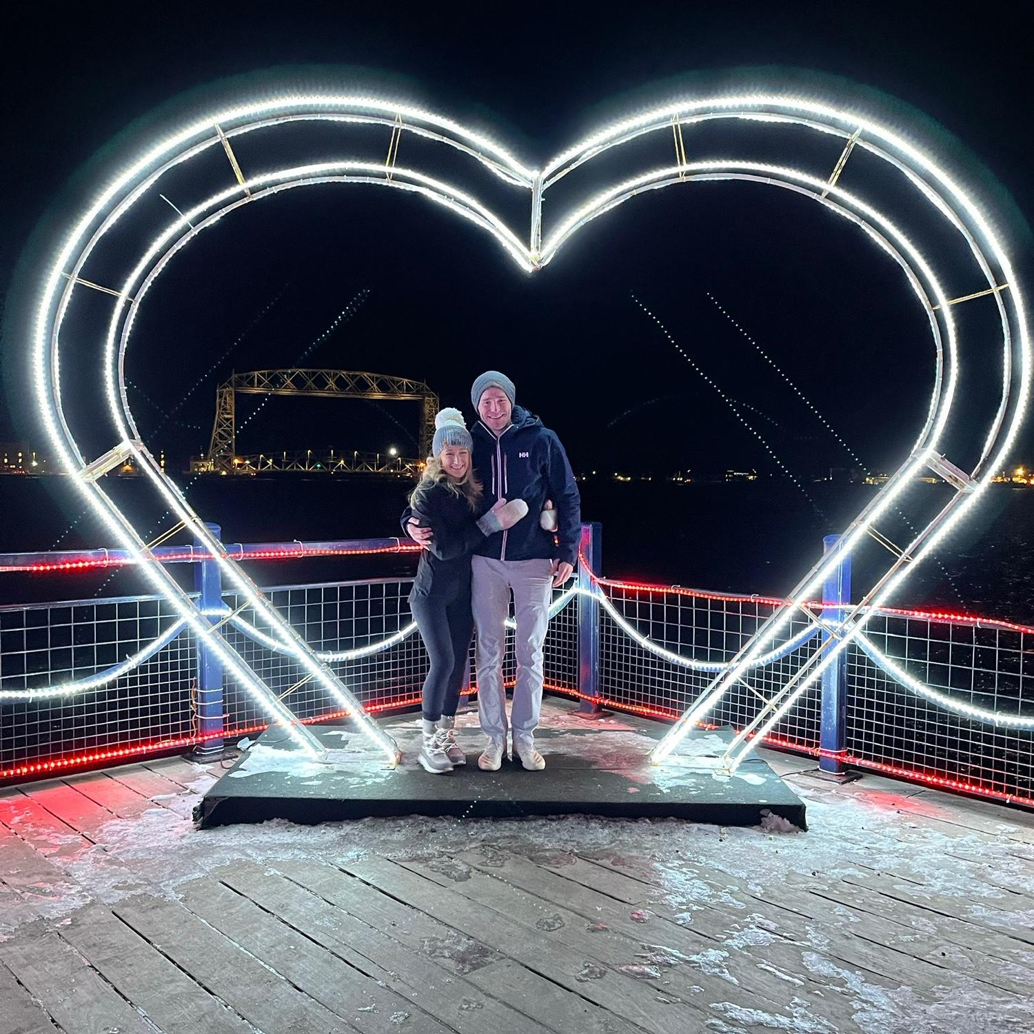 One of our first photos together. Bentleyville in Duluth 2022. Kyle met my parents that night.