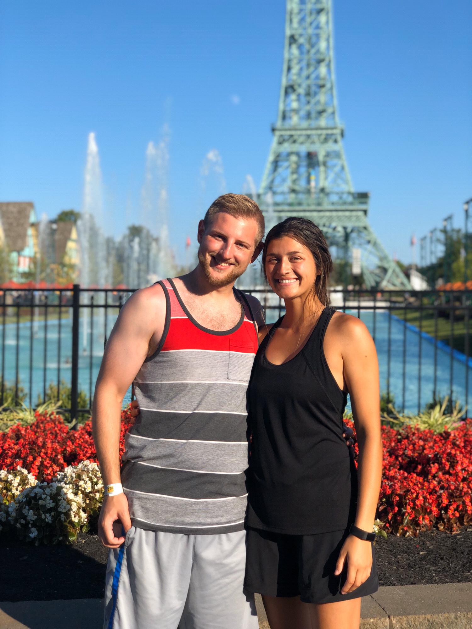 Kings Island a week before the engagement. Andrea is so clueless...... about the engagement, nothing else.