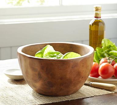 Vintage Wood Carved Medium Serve Bowl