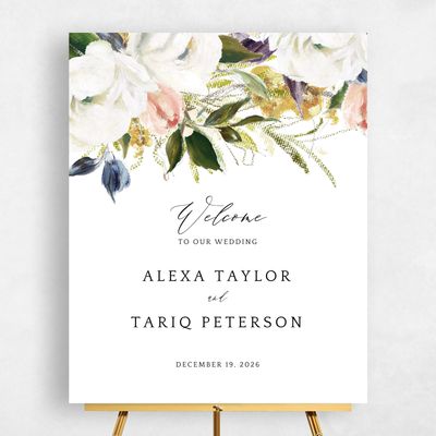 White Boho Wedding Sign - Octavia Portrait