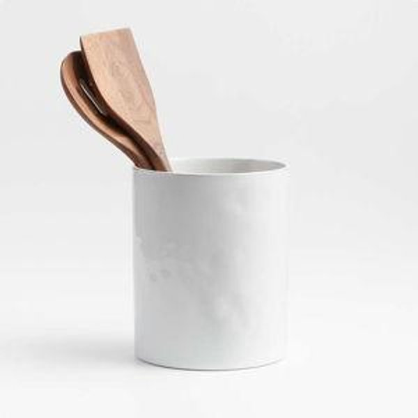 Crate & Barrel Marin White Stoneware Utensil Holder