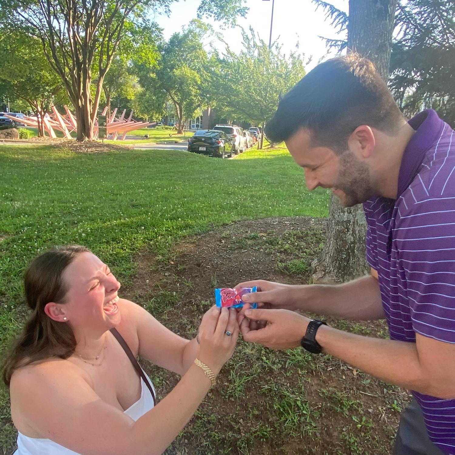 Bailey "proposing" to Justin with a ring pop