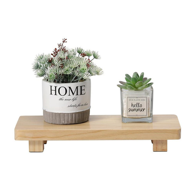 beheart Pine Wood Riser for Home Decor, Small Plant Stands, Decorative Wood Risers, Wood Pedestal stands, Rustic Wooden Trays for Kitchen Counters (11.8x4.7x2 inches Larger)