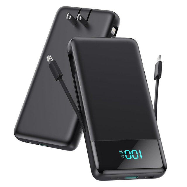 Portable Charger for iPhone with Built-in Cables and Wall Plug,Upgraded 13800mAh Fast Charging USB C Power Bank,4 Outputs Slim Travel Essential Battery Pack for iPhone 17/16/15/14/13,Galaxy,Android