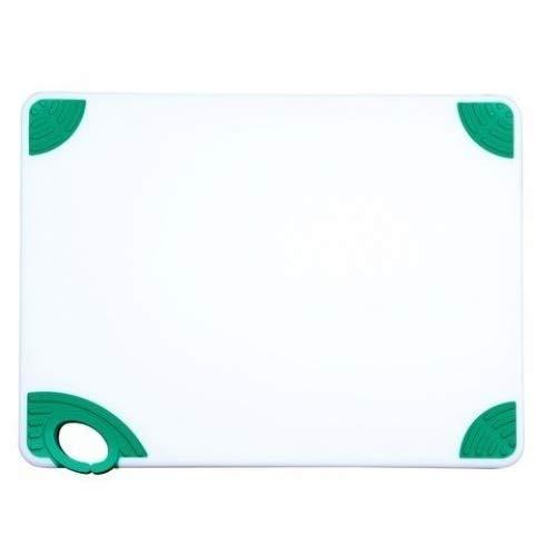 Winco CBN-1520GR, 15x20x1/2" Rectangular Cutting Board with Green Rubber Grip Hook, Plastic Chopping Board (Green)