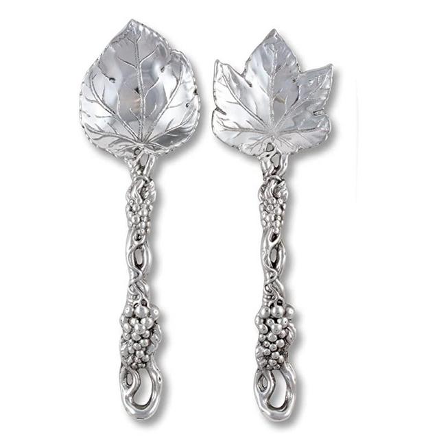 Arthur Court Designs Aluminum Metal Grapevine Salad Serving Set - Mediterranean Inspired Heavy Quality Detail - 11 inch Long