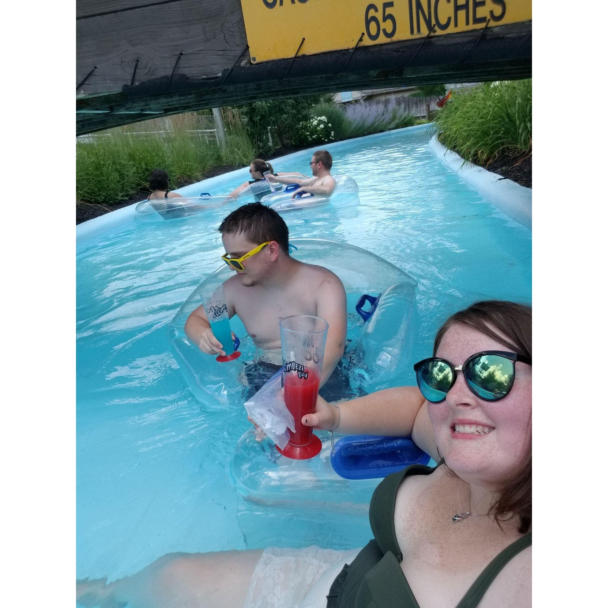 Always enjoying a lazy river  and cocktails with one another!