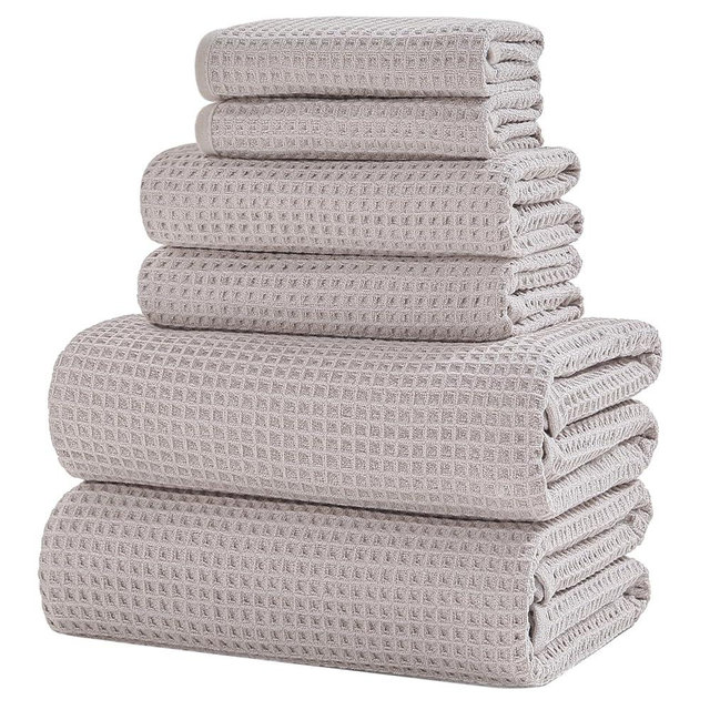 XIQ 40x80 Inch Oversized Bath Sheets Towels for Adults Waffle Weave Microfiber Extra Large Bath Towels for Bathroom(Beige,6PCS)