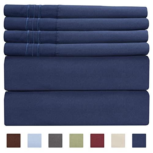 Queen Size Sheet Set - 6 Piece Set - Hotel Luxury Bed Sheets - Extra Soft - Deep Pockets - Easy Fit - Breathable & Cooling Sheets - Comfy - Royal Blue - Navy Blue Bed Sheets - Queens Sheets - 6 PC