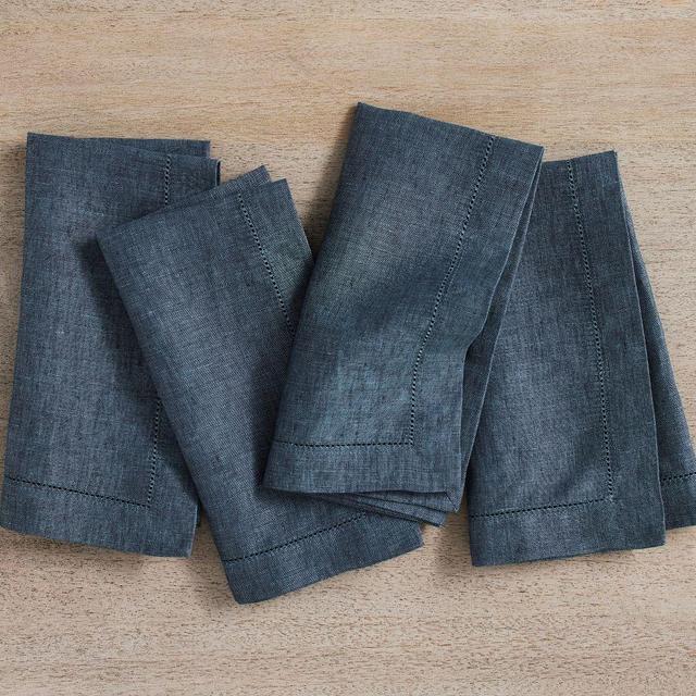 Belgian Linen Napkins, Set of 12 - Denim