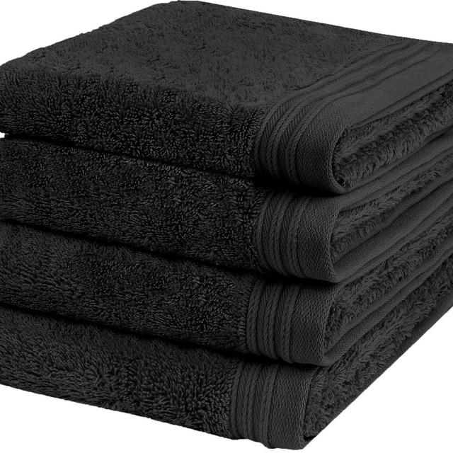 Weidemans Premium Towel Set of 4 Hand Towels 18 x 30 Color: Black | Pure Cotton |Machine Washable High Absorbency