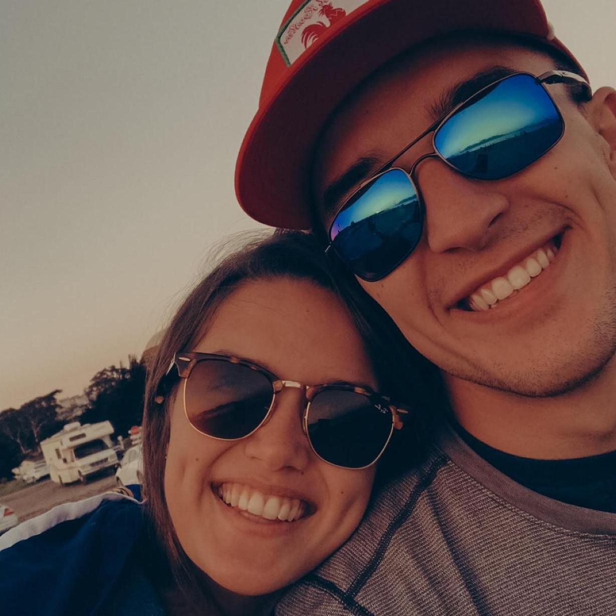 Date night at a beach in San Francisco with sushi and the sunset!