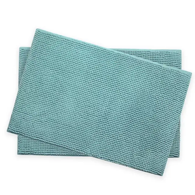 Bounce Comfort Memory Foam 17-Inch x 24-Inch Chenille Bath Mats in Aqua (Set of 2)