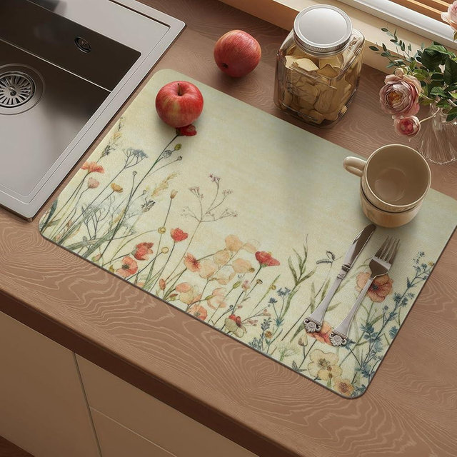 Vinyl Placemats Set of 6-12x17 Inch - Heat Resistant Washable Place Mats Waterproof Non-Slip Wipeable Table Mats for Dining Table Decor, Spring Outdoor Plastic Placemat