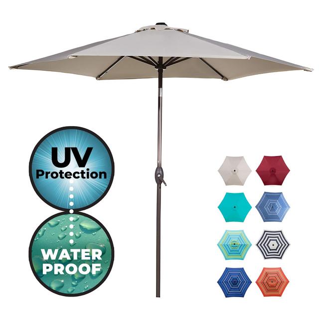Abba Patio Outdoor Patio 9-Feet Aluminum Market Table Umbrella with Push Button Tilt and Crank, 9', Beige