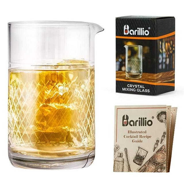 Barillio 20 Oz Crystal Cocktail Mixing Glass Set | Seamless Mixing Pitcher for Stirred Cocktail with Weighted Bottom | Old Fashioned Kit for Bartenders