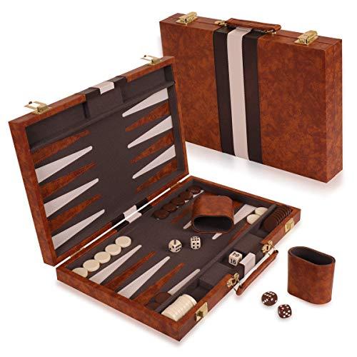 Kangaroo's 14.75" Faux Leather Vinyl Backgammon Set; Favorite Board Game; Best in Classic Board Games