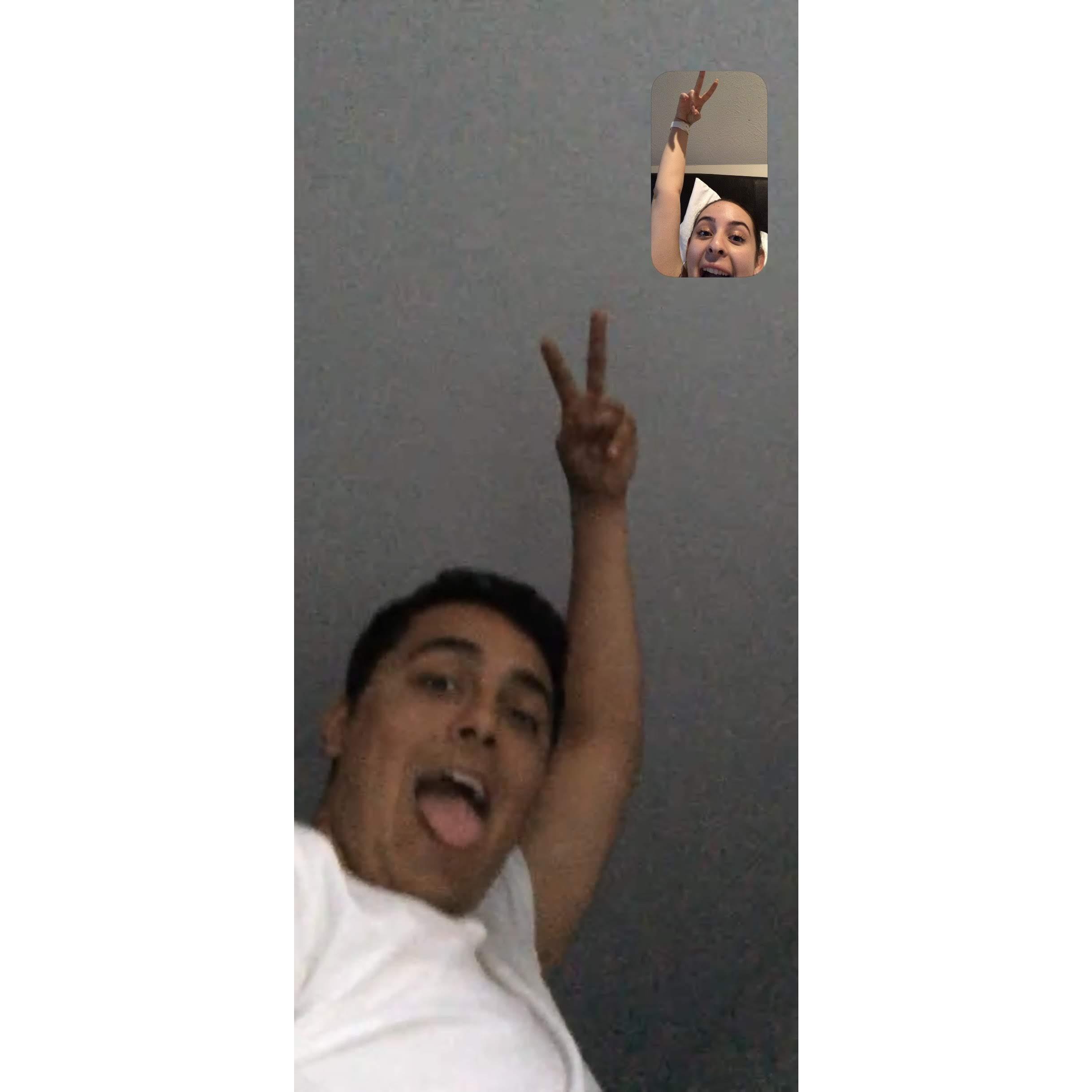 One of many, many long-distance video calls