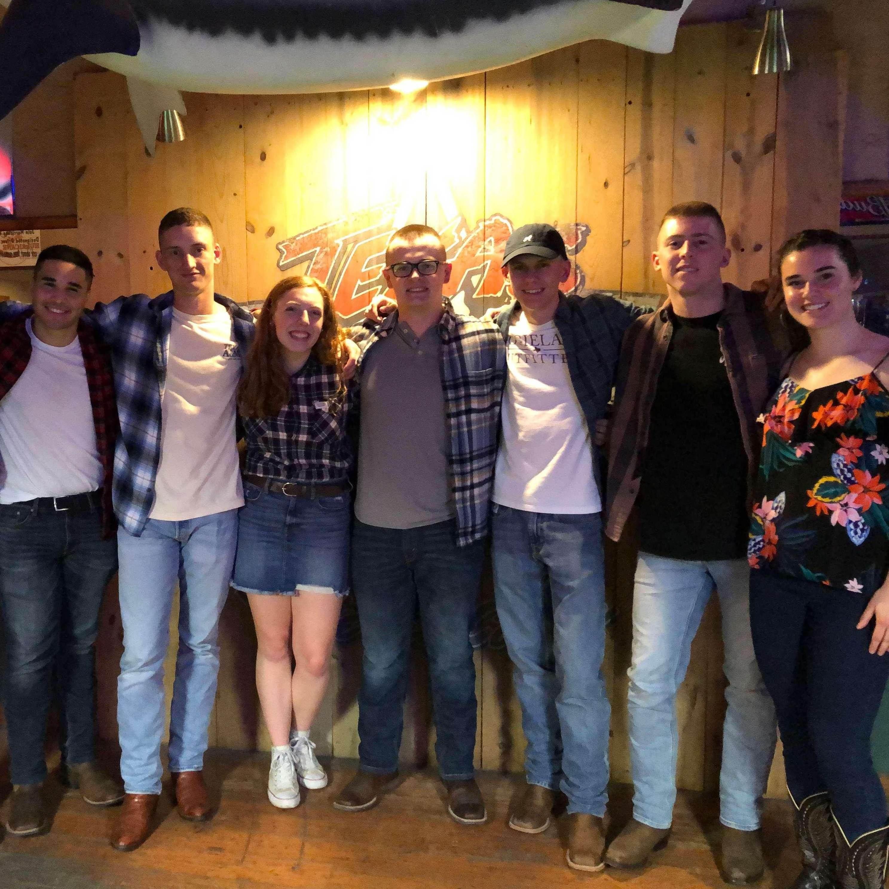 January 2019 - The first time Nathan (2nd from left) and I (far right) crossed paths as freshmen at Hurricane Harry's dance hall.