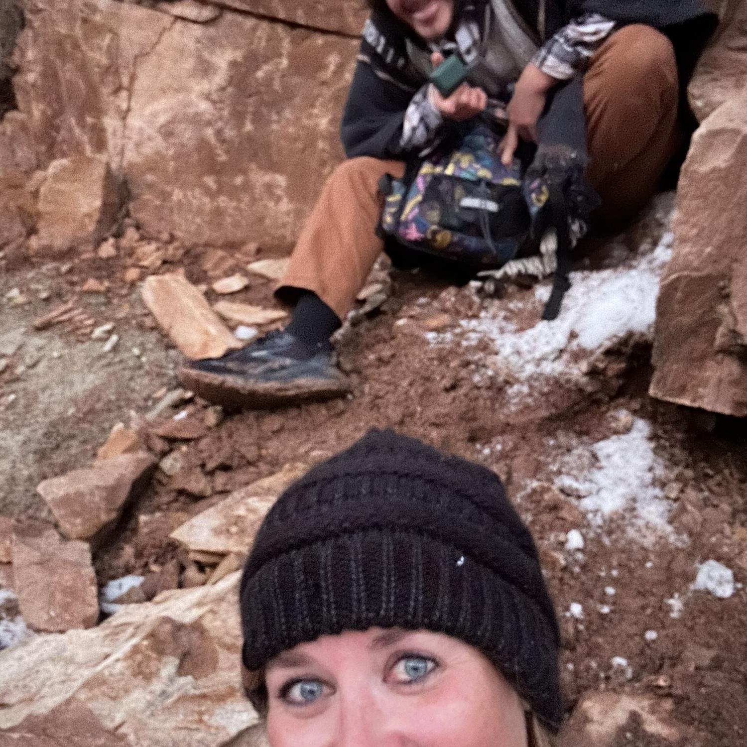 It started to get dark… so I had to lose my sunglasses… and wanted pictures of him digging for the fluorite…
