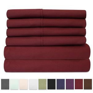 Sweet Home Collection 6 Piece 1500 Thread Count Deep Pocket Bed Sheet Set - 2 EXTRA PILLOW CASES, GREAT VALUE - Queen, Burgundy