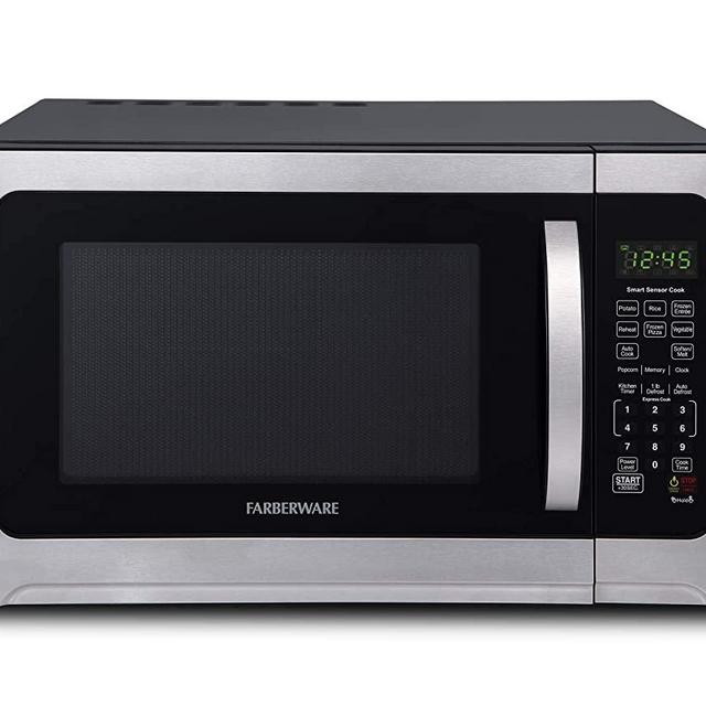 Farberware Professional FMO12AHTBKE 1.2 Cu. Ft. 1100-Watt Microwave Oven With Smart Sensor Cooking and LED Lighting, Brushed Stainless Steel