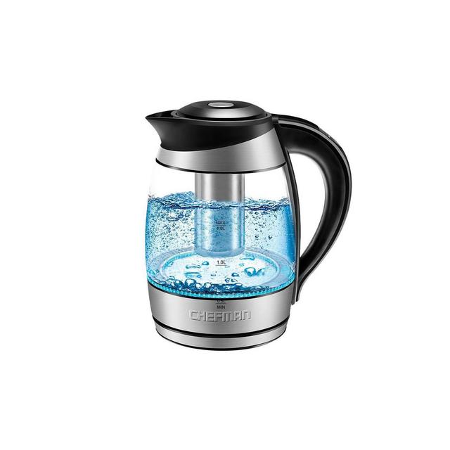 Chefman 1.8L Color-Changing Glass Electric Kettle - Silver