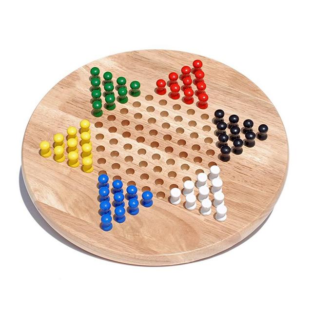 WE Games Solid Wood Chinese Checkers Board Game with Pegs- 11.5 in.
